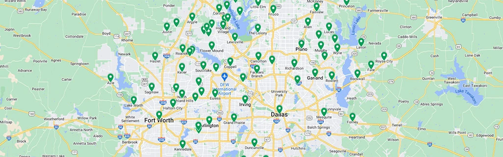 Fort Worth-Dallas, Texas Area Map