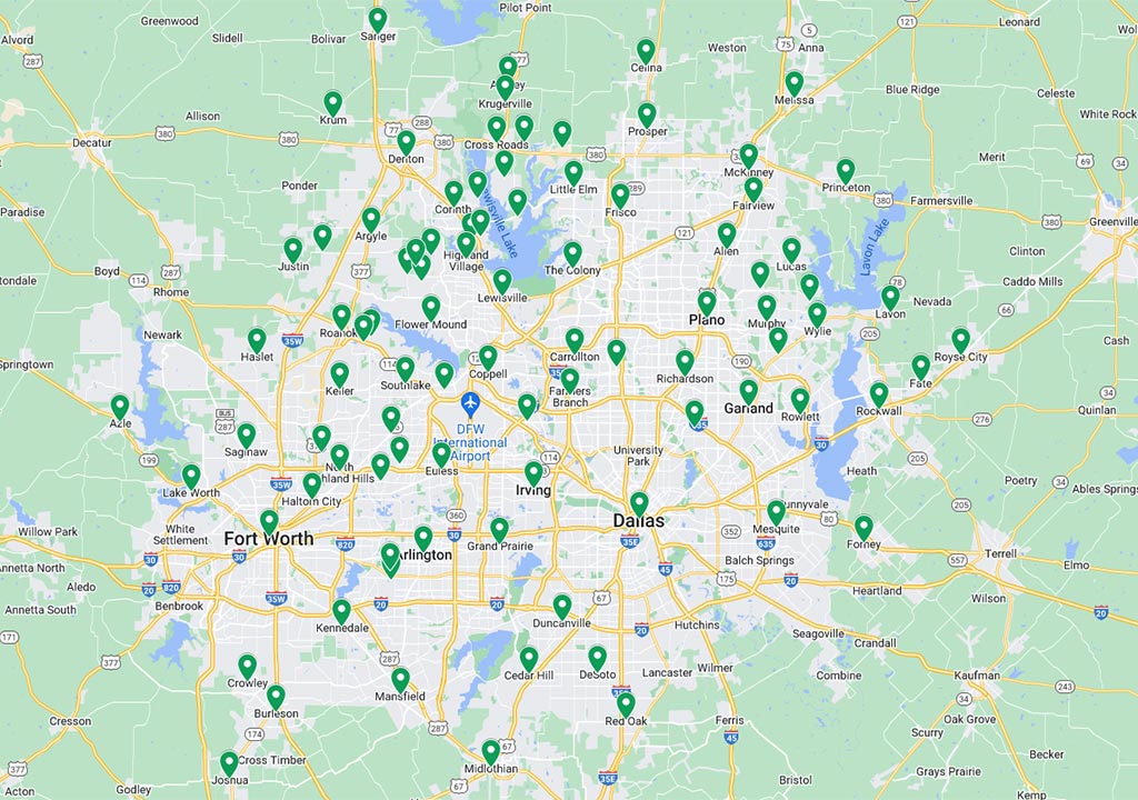 Dallas-Fort Worth, Texas Area Map